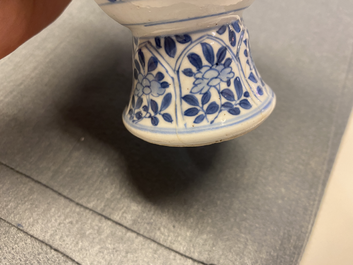 A pair of Chinese blue and white tea caddies and a goblet, Kangxi